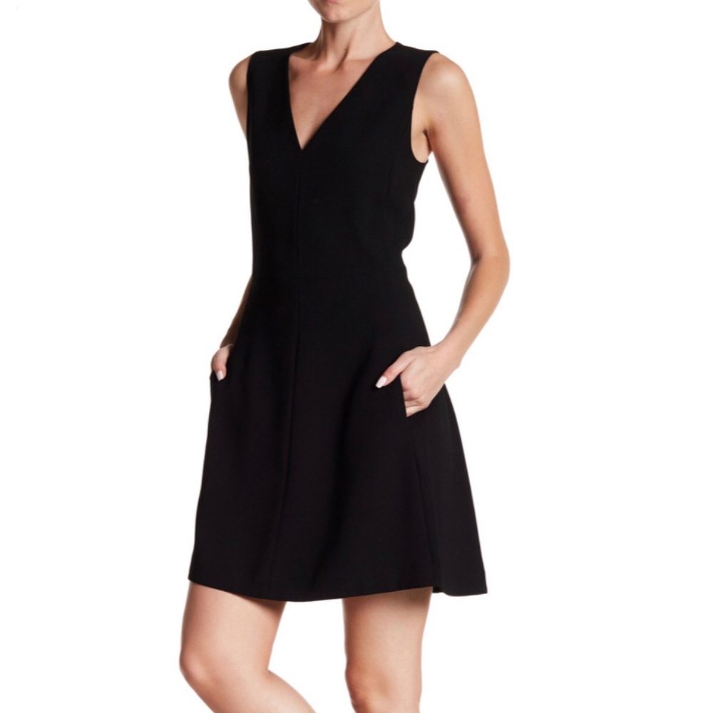 Vince V-Neck Sleeveless A-Line Mini Dress